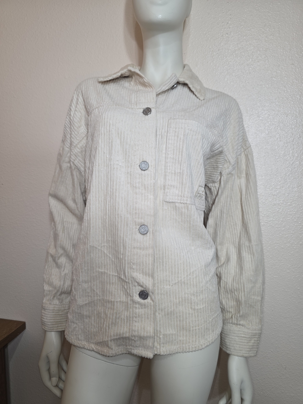 Pull&Bear Cream Corduroy Utility Jacket